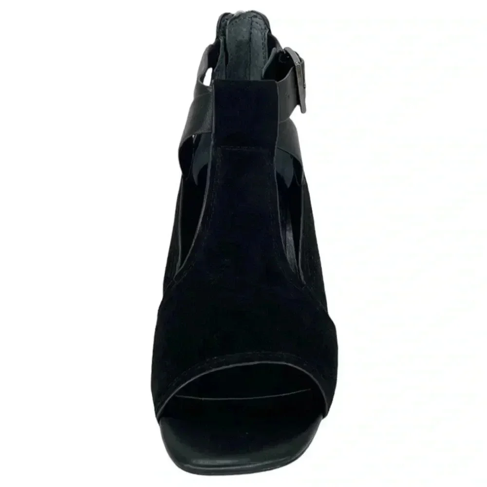 Donald J Pliner Sila2 Black Suede Leather Womens Wedge Pump Size 5M